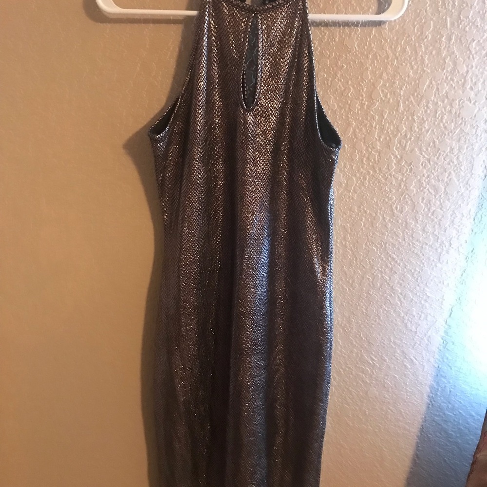 Metallic Keyhole Dress